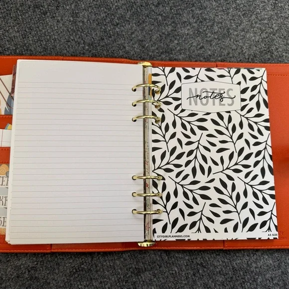 Vibrant Orange Leather Journal with Gold Rings - Picture 12 of 16